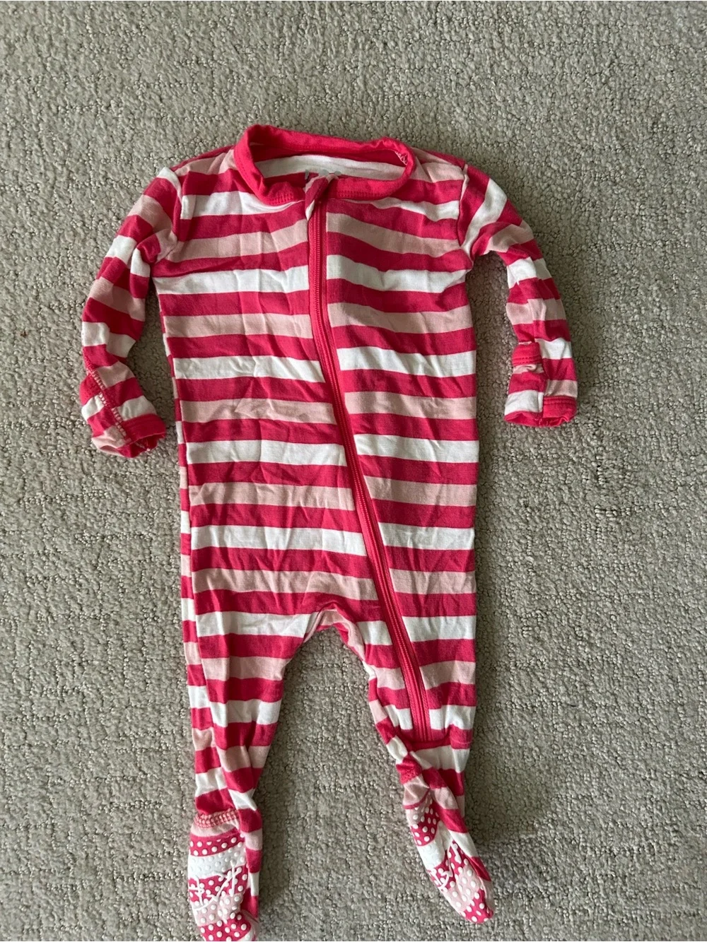 Kickee pants baby girl pink striped bamboo onesie 0-3 months